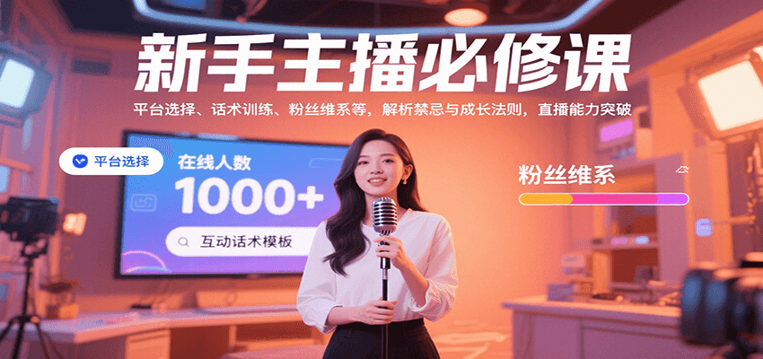 新手主播必修课：平台选择、话术训练、粉丝维系等，解析禁忌与成长法则，突破直播能力-知识创作
