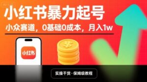 小红书暴力起号，小众赛道，0基础0成本，月入1w-知识创作