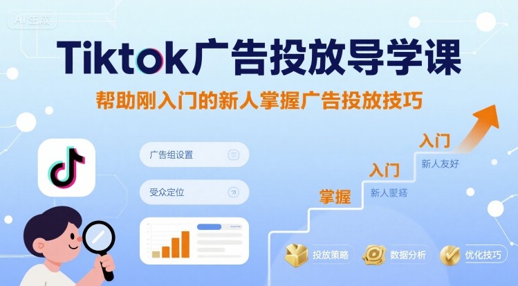 Tiktok广告投放导学课，帮助刚入门的新人掌握广告投放技巧-知识创作