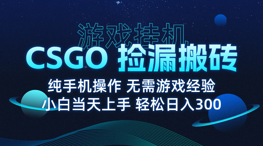8月最新游戏搬砖，CSGO纯挂机，不需要玩游戏，实现真挂机，月入1W+-知识创作