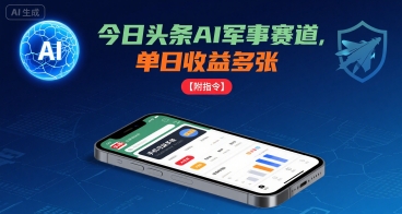 今日头条AI军事赛道，单日收益多张 ，手机可做【附指令】-知识创作