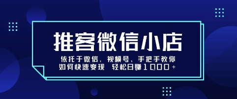 推客微信小店依托于微信、视频号，手把手教你如何快速变现 轻松日入1k+【揭秘】-知识创作