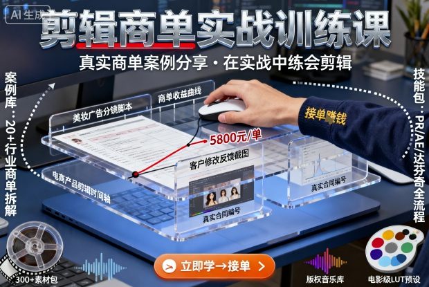 剪辑商单实战训练课，真实商单案例分享，在实战中练会剪辑-知识创作
