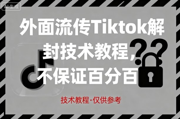 外面流传Tiktok解封技术教程，不保证百分百，具体自测-知识创作