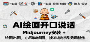 AI绘画开口说话，Midjourney安装 + 绘图出图，小和尚修图、换衣与说话视频制作-知识创作