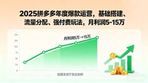 2025拼多多年度爆款运营，基础搭建、流量分配、强付费玩法，月利润5-15万-知识创作