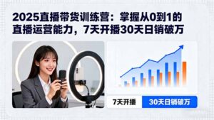 2025直播带货训练营：掌握从0到1的直播运营能力，7天开播30天日销破万-知识创作