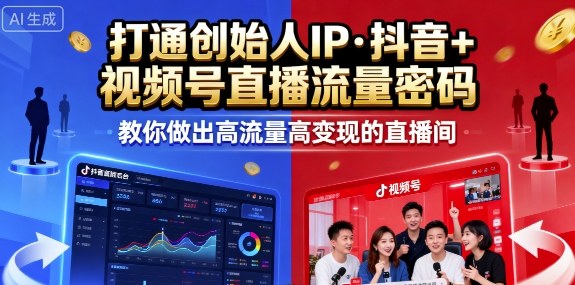 25年直播9-10两期线下课，打通创始人IP，抖音+视频号直播流量密码，教你做出高流量高变现的直播间-知识创作