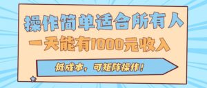 操作简单适合所有人全自动挂机项目，一天能有1000元收入，低成本，可矩...-知识创作