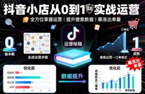 抖音小店从0到1实战运营，帮你全方位掌握小店运营，提升搜索数据与出单量-知识创作