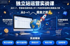 独立站运营实战课，​从0到1，零基础也能快速上手，开启你的品牌出海掘金之旅-知识创作