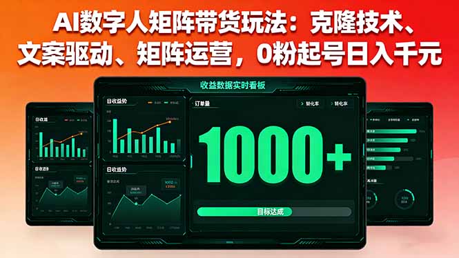 AI数字人矩阵带货玩法：克隆技术、文案驱动、矩阵运营，0粉起号日入千元-知识创作