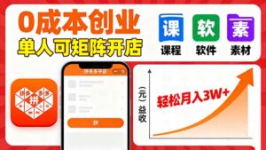 拼多多虚拟电商，0成本，单人可矩阵开店，轻松月入3W+-知识创作