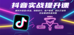 抖音实战提升课：解析抖音蓝v权益，销售技巧、客户管理、团队打造等创业赛道快速突围-知识创作