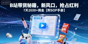 B站带货秘籍，新风口，抢占红利，7天2k+佣金【附SOP手册】-知识创作