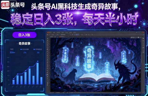 头条号AI黑科技生成奇异故事，稳定日入3张，每天半小时-知识创作