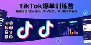 TikTok爆单训练营，店铺搭建/达人矩阵/GMV投流，单日破千单实操-知识创作