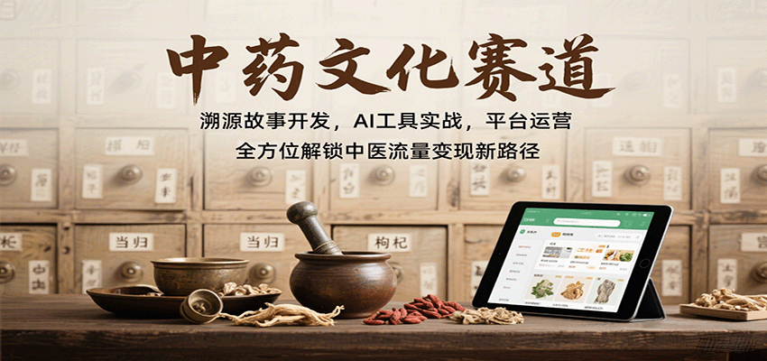中药文化赛道：溯源故事开发，AI工具实战，平台运营，全方位解锁中医流量变现新路径-知识创作