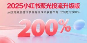 2025小红书聚光投流升级版 从投流底层逻辑掌握低成本获客策略 ROI提升200%-知识创作