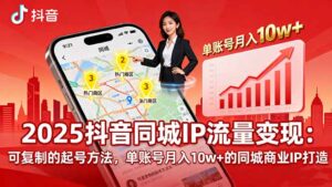 2025同城IP流量变现：可复制的起号方法，单账号月入10w+的同城商业IP打造-知识创作