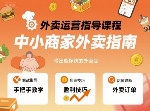 外卖运营指导课程，中小商家外卖指南，手把手带出能挣钱的外卖店-知识创作