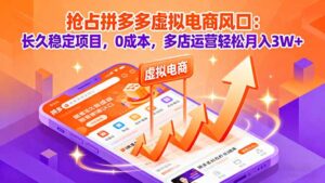 抢占拼多多虚拟电商风口：长久稳定项目，0成本，多店运营轻松月入3W+-知识创作