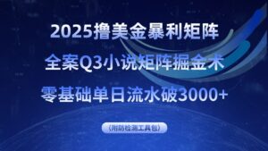 2025撸美金暴利矩阵，全案小说矩阵掘金术，零基础单日流水破3000+-知识创作