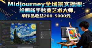 Midjourney全场景实操课：绘画新手秒变艺术大师，单作品收益200-5000元-知识创作