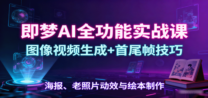 即梦AI全功能实战课：图像视频生成+首尾帧技巧，海报、老照片动效与绘本制作-知识创作
