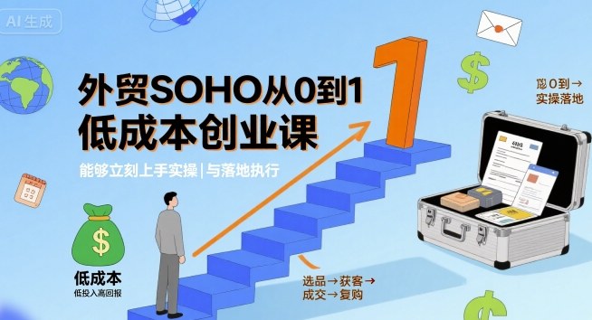 外贸SOHO从0到1低成本创业课，能够立刻上手实操与落地执行-知识创作
