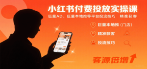 小红书付费投放实操课：巨量AD、巨量本地推等平台投流技巧精准获客-知识创作