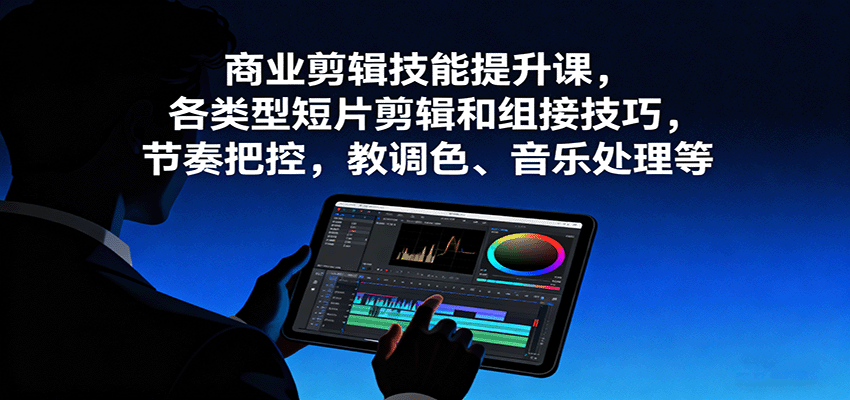 商业剪辑技能提升课，各类型短片剪辑和组接技巧，节奏把控，教调色、音乐处理等-知识创作