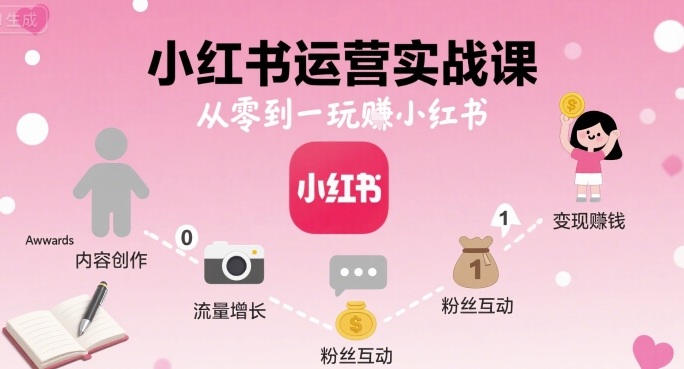 小红书运营实战课，从零到一玩賺小红书-知识创作