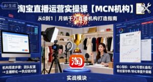 淘宝直播运营实操课【MCN机构】，从0到1做一家月销千W的直播机构-知识创作