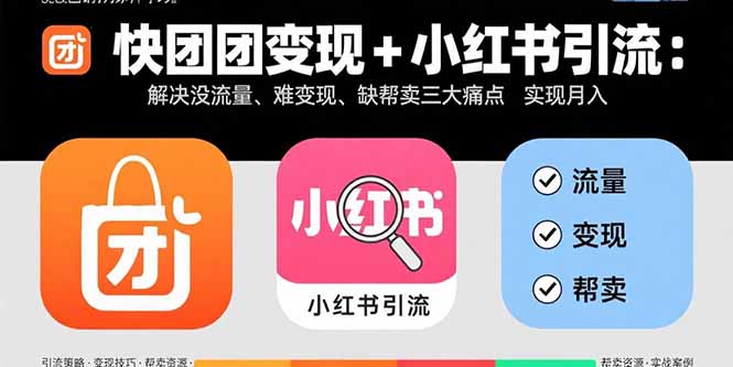 快团团变现+小红书引流：解决没流量、难变现、缺帮卖三大痛点 实现月入3w+-知识创作