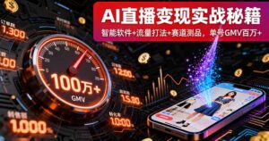 AI直播变现实战9月线下课：智能软件+流量打法+赛道测品，单号GMV百万+-知识创作