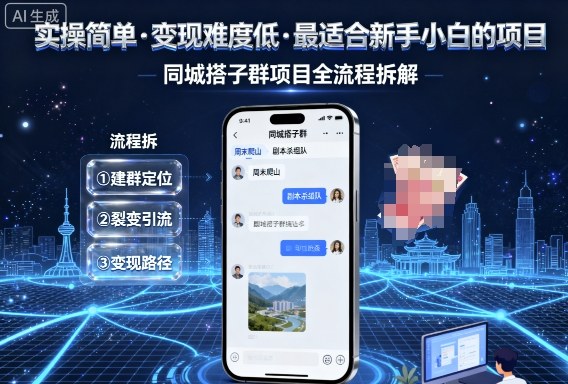 实操简单，变现难度低，最适合新手小白做的项目，每天轻松收入3张，同城搭子群项目全流程拆解-知识创作