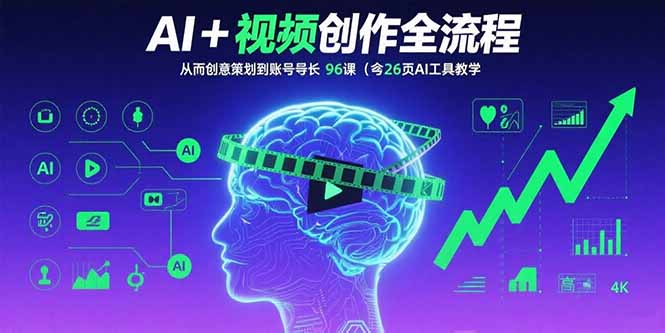 AI+短视频创作全流程：从创意策划到账号增长，96节课(含26项AI工具教学-知识创作