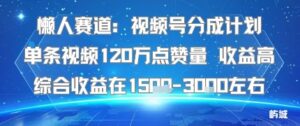 懒人赛道：视频号分成计划单条视频120W点赞量 收益高综合收益在1.5K左右-知识创作