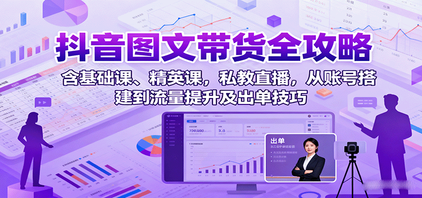 抖音图文带货全攻略：含基础课、精英课，私教直播，从账号搭建到流量提升及出单技巧-知识创作