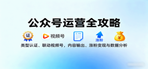 公众号运营全攻略：类型认证、联动视频号，内容输出、涨粉变现与数据分析-知识创作