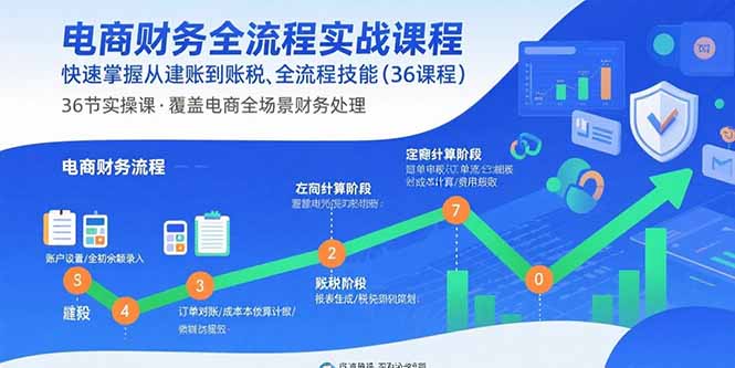 电商财务全流程实战课程：快速掌握从建账到报税的全流程技能(36节课-知识创作