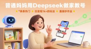 普通妈妈用Deepseek做家教号，条条热门，日变现1k+的玩法，直接抄作业-知识创作