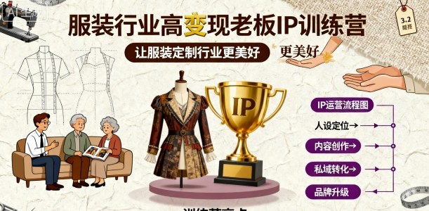 服装行业高变现老板IP训练营，让服装定制行业更美好-知识创作