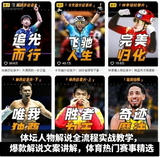 体坛人物解说全流程实战教学，爆款解说文案讲解，体育热门赛事精选-知识创作