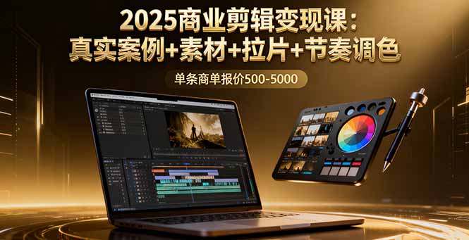 2025商业剪辑变现课：真实案例+素材+拉片+节奏调色，单条商单报价500-5000-知识创作