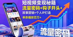 短视频变现秘籍，流量密码+钩子开头+故事营销+个人IP打造，单条播放百万+-知识创作