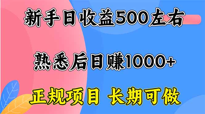 新手日收益500+ 正规项目 长期可做-知识创作