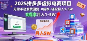 2025拼多多虚拟电商项目，无需手动发货回复，0成本，轻松月入1-5W【揭秘】-知识创作