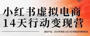 小红书虚拟电商14天变现训练营，虚拟产品，2025年普通人在小红书最后的搞钱机会(更新)-知识创作